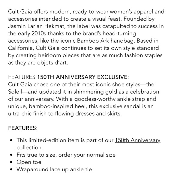 Cult Gaia Gold Sandal Size 6 Cleopatra - Picture 3 of 6